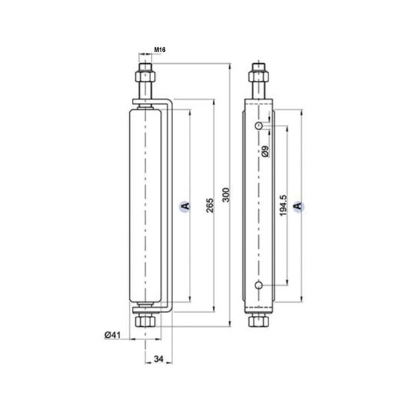 Führungsrolle 469/LP, seitlich für Tore, ø 41 mm, Höhe 245 mm, Kunststoff weiß