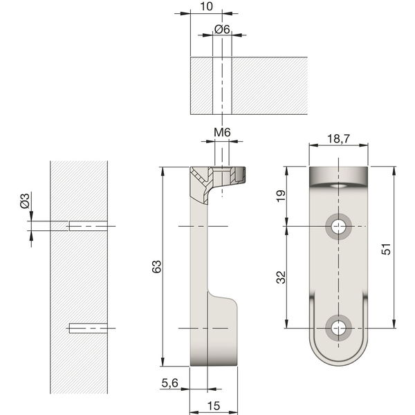 Schrankrohrlager Oval 6