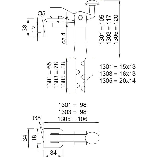 KWS Torhalter 1301/1303/1305 für Bodenmontage