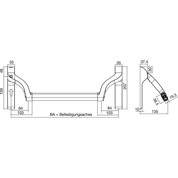 DORMAKABA Stangengriff Aluminium silber eloxiert