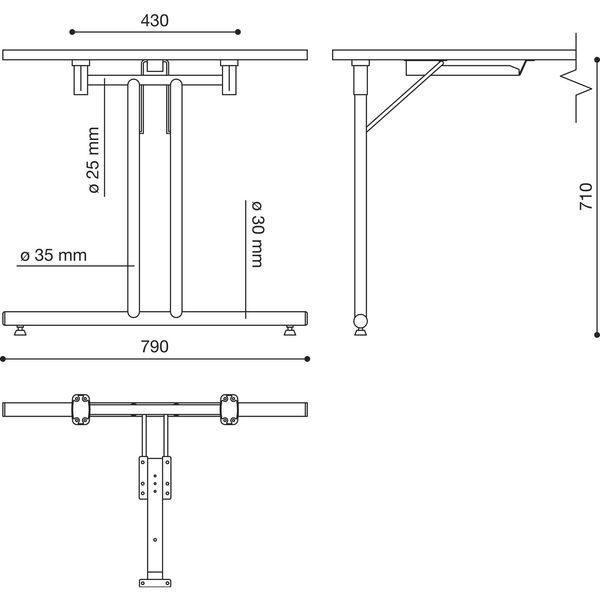 CORBETTA Klapptischgestell Flexo 1 BIG, Breite 800 mm