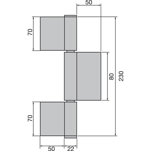 Konstruktionsband 3-teilig 230 x 50 x 4 mm, Stahl blank