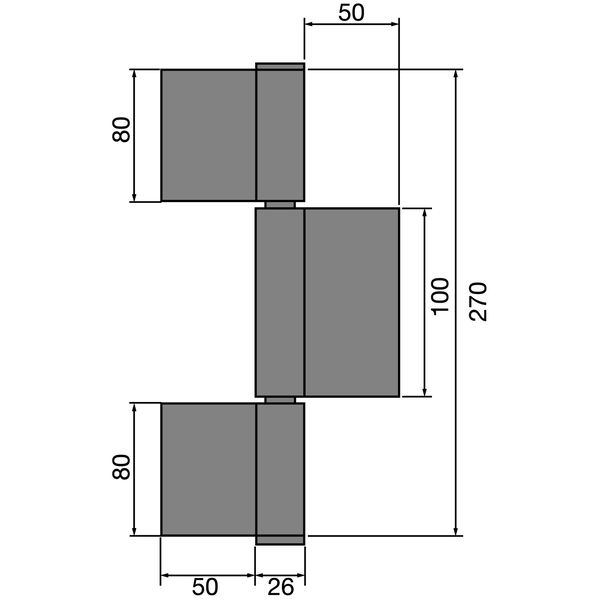 Konstruktionsband 3-teilig 270 x 50 x 5 mm, Stahl blank