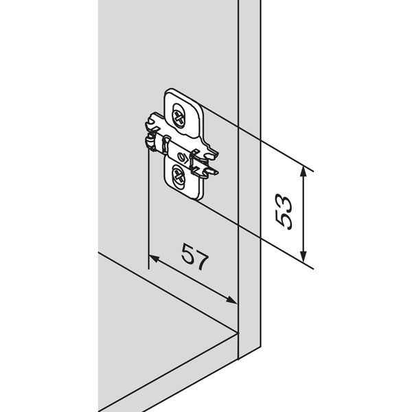 BLUM CLIP Kreuzmontageplatte Langloch, Stahl, Schrauben, Distanz 0 mm