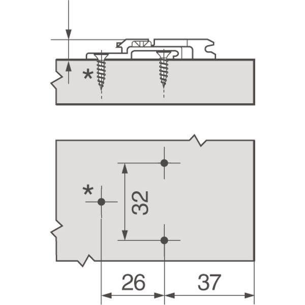 BLUM CLIP Kreuzmontageplatte, Spax-Schrauben, HV: 2-teilig