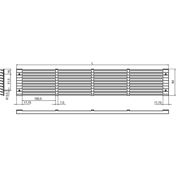 Lüftungsgitter Lamellen 480 x 84 mm Aluminium natur eloxiert