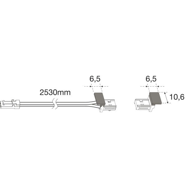 L&S Anschlussleitung mit Endkappe – 2500mm passend zur Led Einbauleuchte Moove, Kunststoff schwarz