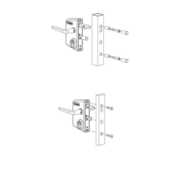 Gittertorschlossset LAKQ, PZW, 160 x 90 x 31 mm, Aluminium silberfärbig