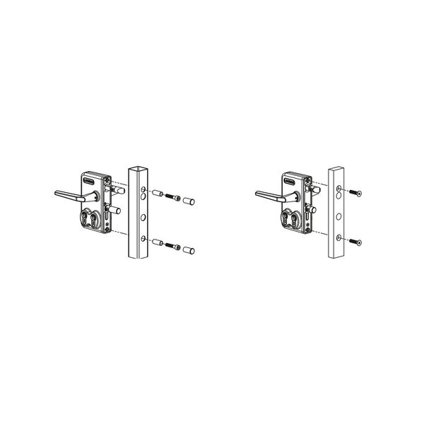 Gittertorschloss LDKZ4040 D1L, 2 PZW, für 40 mm Vierkantrohr, Alu silberfärbig
