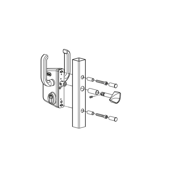 Schiebetorschloss LSKZ4040U2L, für 40 mm Vierkantrohr, Aluminium silberfärbig