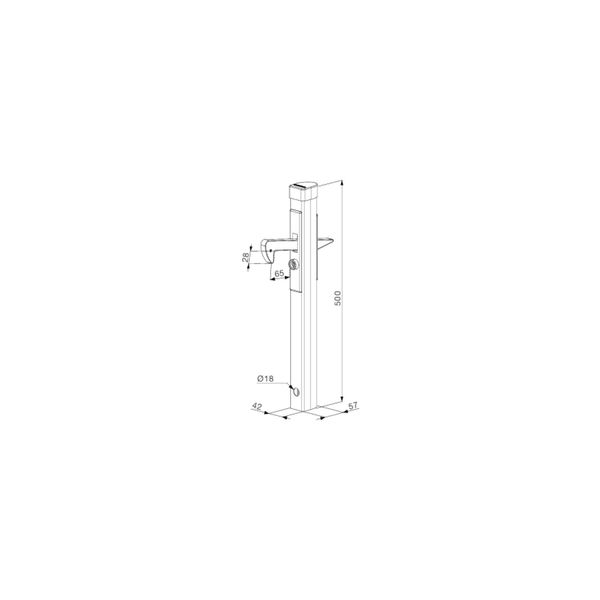 Torfeststeller IGC, Profil 500x57x42 mm, Höhenverst. 40mm, Aluminium silber