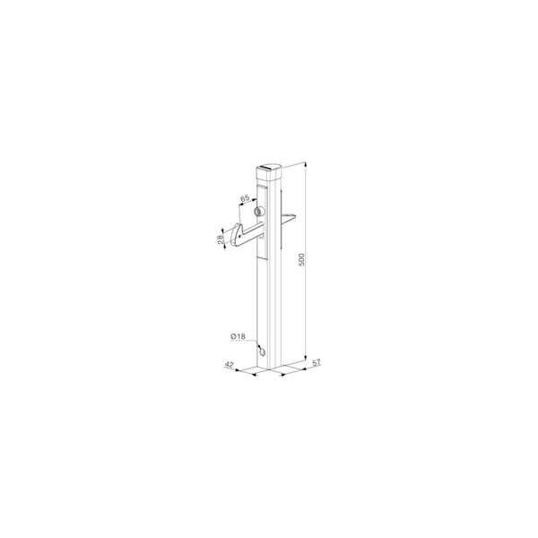 Torfeststeller UGC, Profil 500x57x42 mm, Höhenverst. 40mm, Aluminium silber