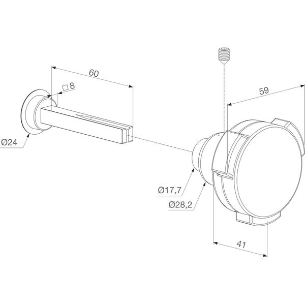 Türknopfdrücker KIDLOC 2,59/54,6/41 mm, VK 8×60 mm,Edelstahl/Poly.