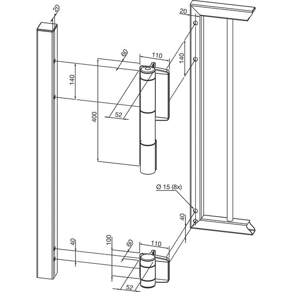 Selbstschließendes Torband/Türband Mammoth 180, Aluminium silber eloxiert