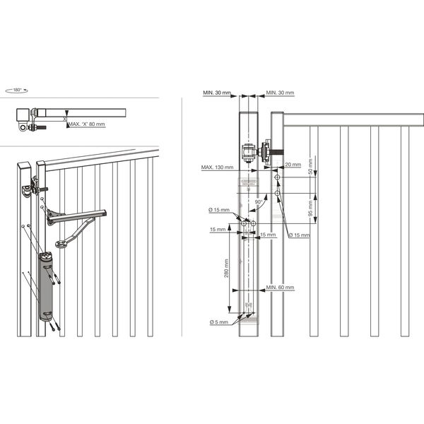 Türschließer Verticlose-2, für 90° und 180° Öffnung, Aluminium silberfärbig
