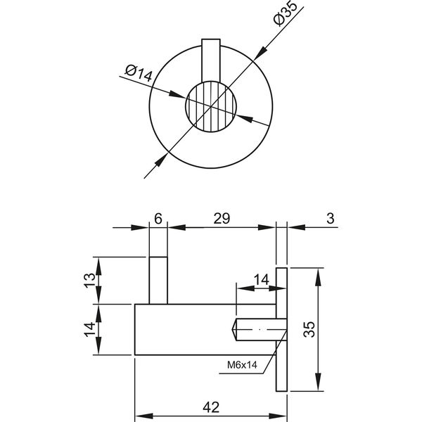 Mantelhaken Tonina 1 mit Platte ø 35 mm, Tiefe 42 mm, Edelstahl gebürstet