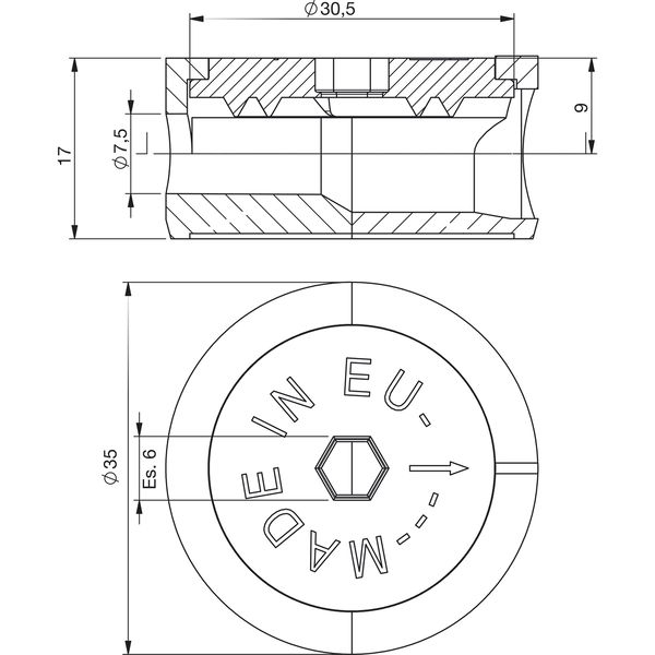 Exzentergehäuse Bohr ø 35, Höhe 17 mm, Zamak grau