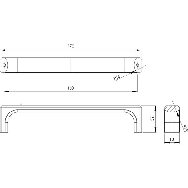 Furnipart Griff Fold LA 160, Möbelgriff quadratisch – ideal als Kommodengriff, Zinkdruckguss Edelstahl Effekt