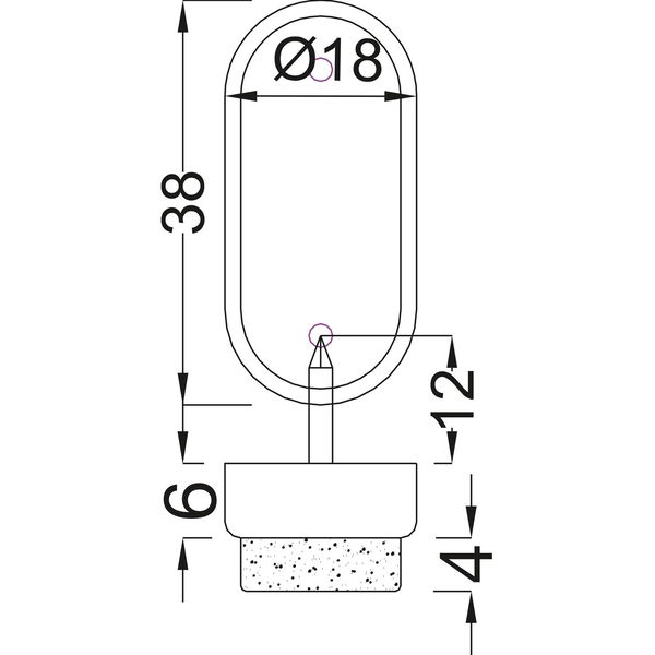 Nagelgleiter mit Filzauflage und 2 Einschlagstiften, oval, 38×18, KS grau