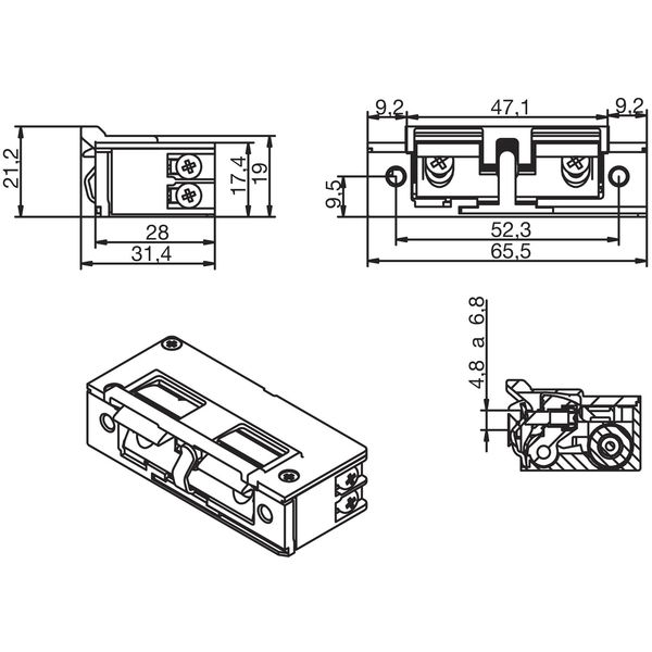 Türöffner Serie 5U FGD, 9 – 24 V mit Fallengleitdeckel