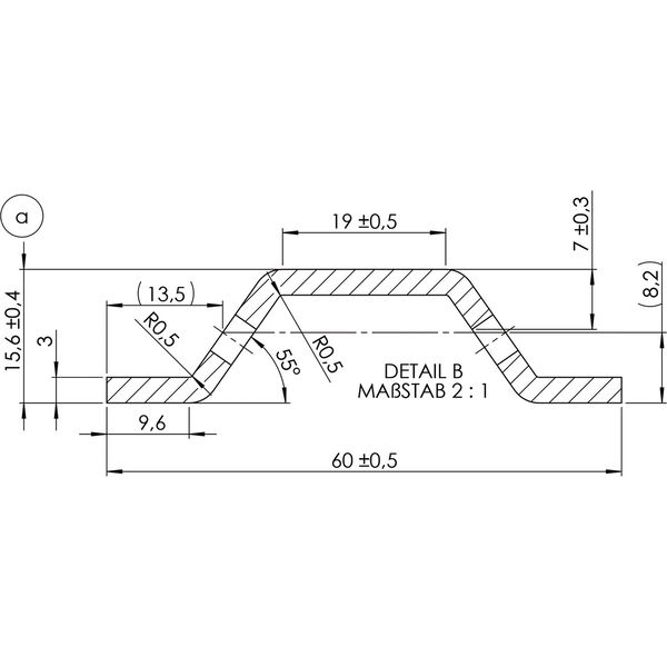 V-Leiste Breite 60mm Nuttiefe 16mm, Stahl verzinkt