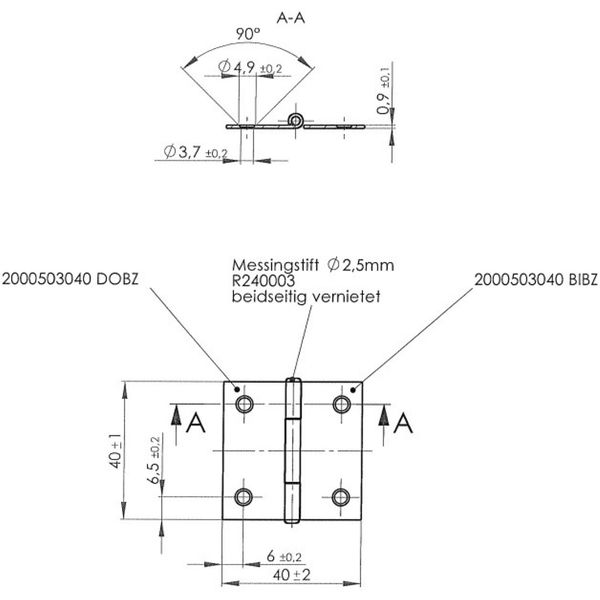 POHL Scharnier DIN 7954 Typ C quadratisch