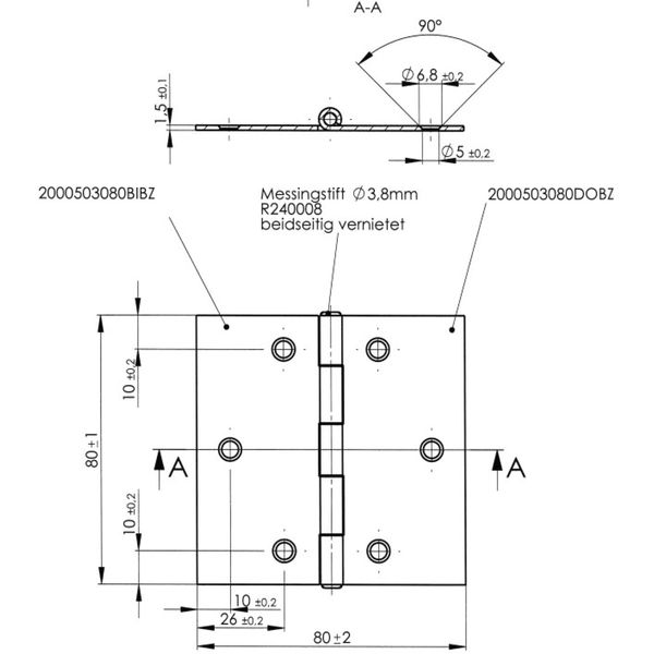 POHL Scharnier DIN 7954 Typ C quadratisch