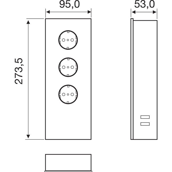 Power Turm G Edelstahl/Glas weiß, 3x Schukosteckdose, 2 x USB-Ladebuchse