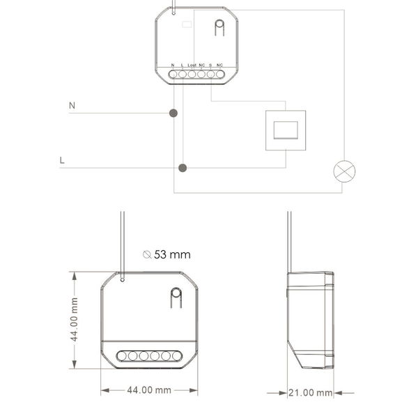 Siro PushPower Led Empfänger Switch passend zu Push Power Funk Lichtschalter, 230V