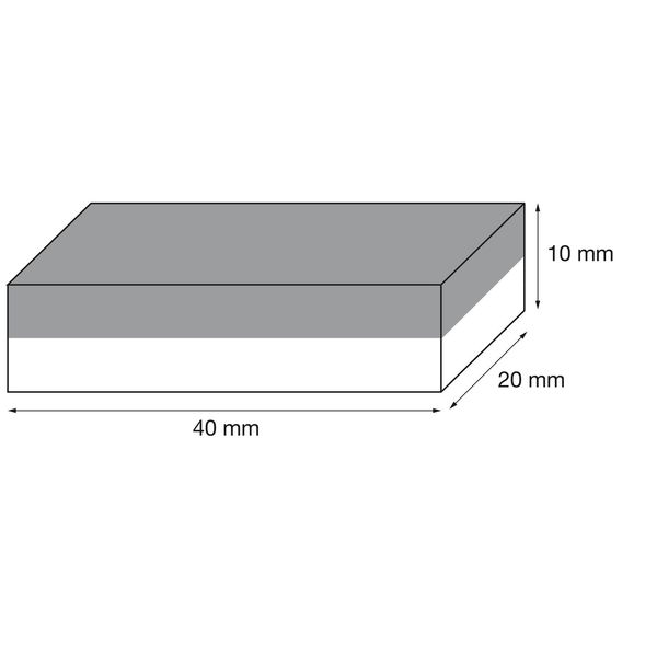 Quadermagnet 40x20x10 mm, Neodym vernickelt