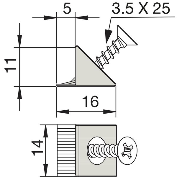 Rückwandverbinder mit Schraube 3,5 x 25 mm, Kunststoff weiss