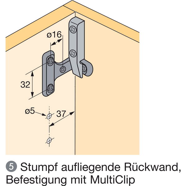 HETTICH Rückwandverbinder RV 7 D, Zinkdruckguss vernickelt
