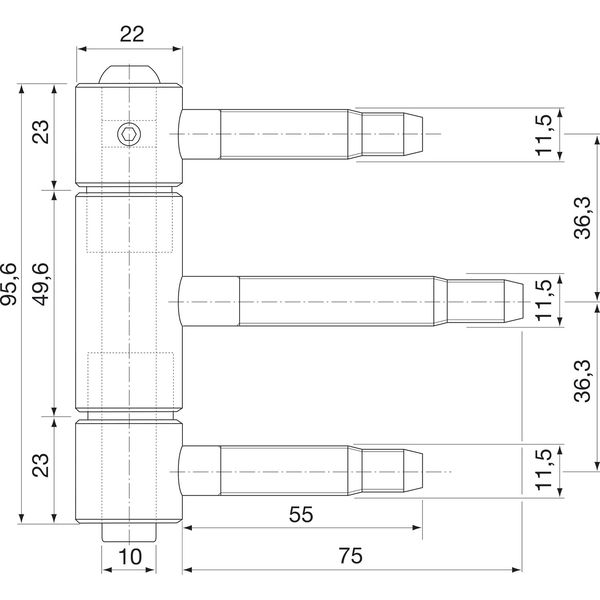 Herkula-Band 3-teilig, mit Aushängesicherung, ø 22 mm, Stahl vernickelt
