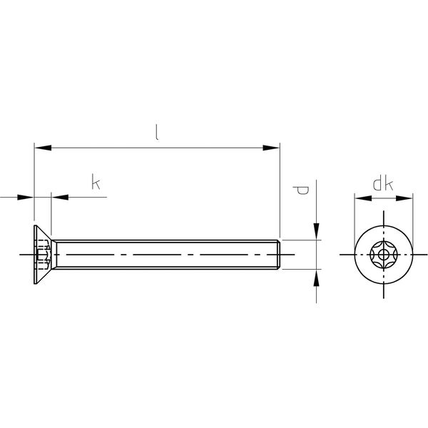 Senkkopf-Sicherheitsschraube mit Torx + Pin – Edelstahl A2