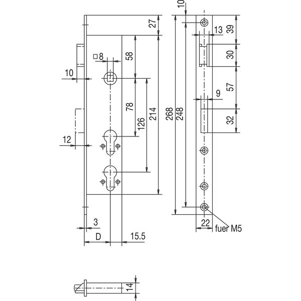 ASSA ABLOY Rohrrahmenschloss Flachstulp mit 2 PZ übereinander, DM 35, verzinkt