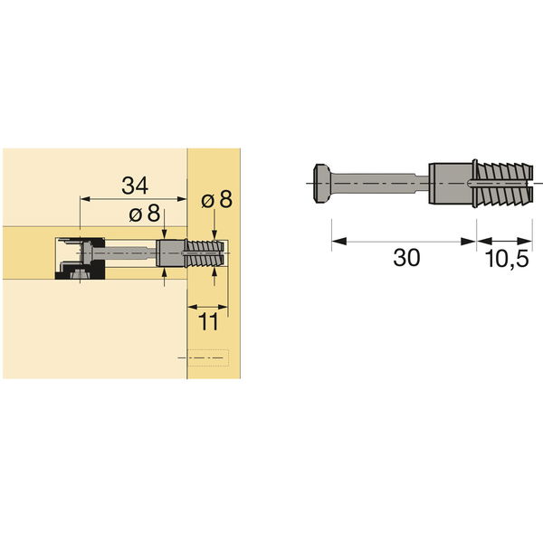 HETTICH RASTEX 15Schnellmontagedübel Rapid S DU 325, Spannmaß 30