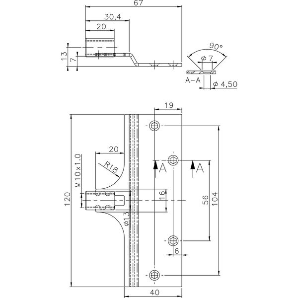 Aufnahmeelement für M 10 x 1, Stahl verzinkt