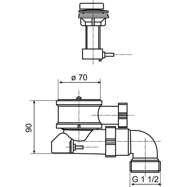 6/4″ Siebkorb-Exzentergarnitur mit Drehknopf Chrom, Bohrloch 25 mm