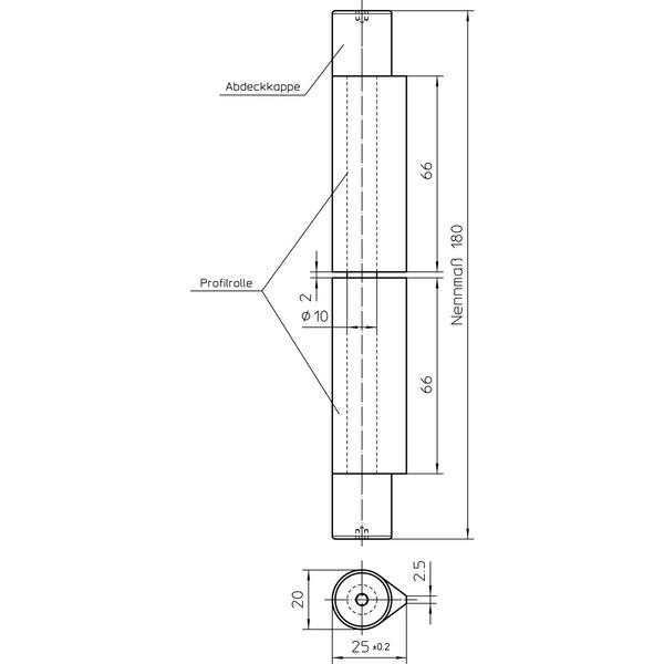 Bandrolle 3D, Bandhöhe 180 mm, Stahl blank, Abdeckkappen verzinkt