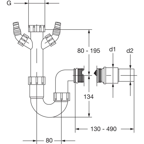 Haas Siphon Geruchsverschluss 6/4″ mit flexiblem Schlauch ø 40/50 mm Kunststoff