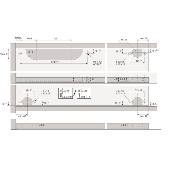 Hettich SlideLine 55 Plus Silent System für innenliegende rechte Tür, verzinkt