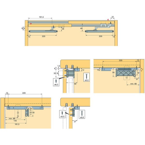 HETTICH Slide Line 56 Beschlägegarnitur