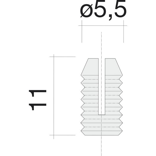 Spreizmuffe rund, ø 5,5 mm, Länge 11 mm, Bohr-ø 5 mm, Kunststoff natur