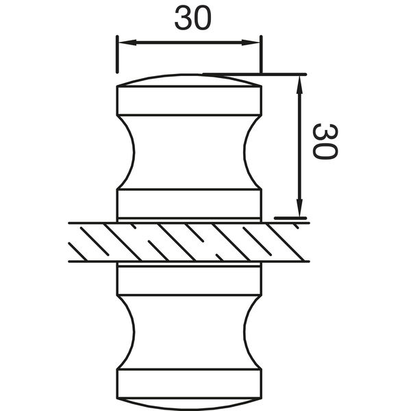 Duschtürknopf KN-K2AL, 30 x 30 mm, Aluminium verchromt poliert