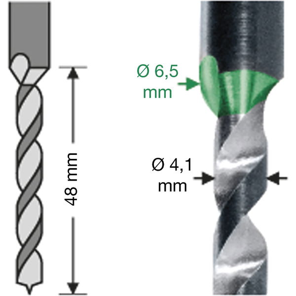 Spax Stufenbohrer mit 2 Bohrstufen, Bohrer ø 4,1 mm und Senker ø 6,5 mm