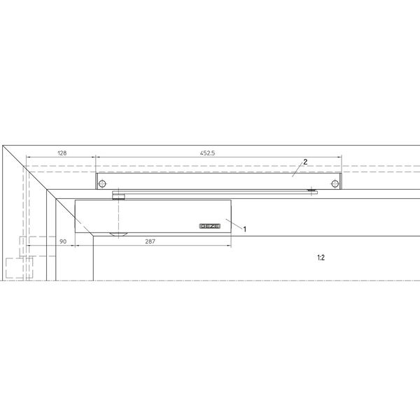 Geze Türschließer TS 5000 L BG ECline EN 3-5 mit Gleitschiene 1-flügelig, silber