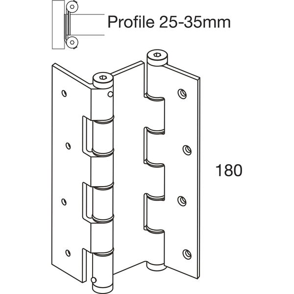 Pendeltürband doppelt wirkend DAW180, Rollen ø 16 mm,Höhe 180 mm,silber eloxiert