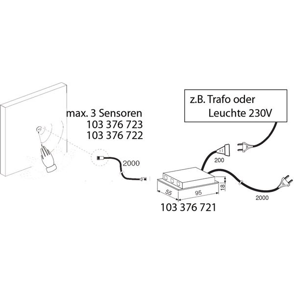 IR-Tastschalteinheit 230 V, max. 550 W, 230 V