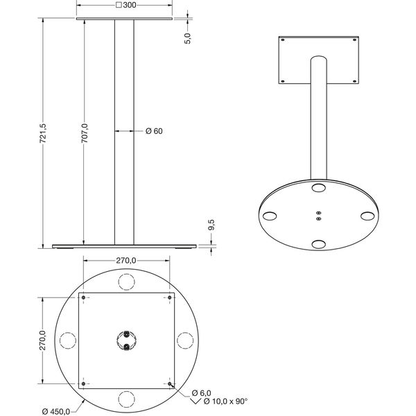 SIMAUSROM Plattentischgestell Jaco rund, Bodenplatte ø 450 mm