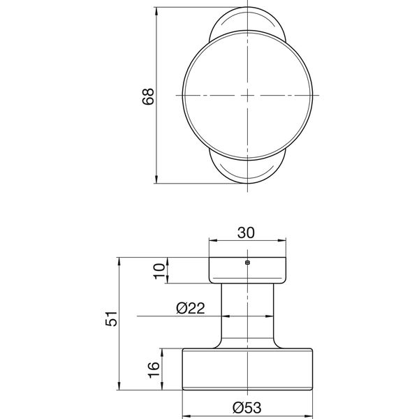 OGRO Türknopf PREMIUM RENOVI 3020 O FS, gerader Knopf